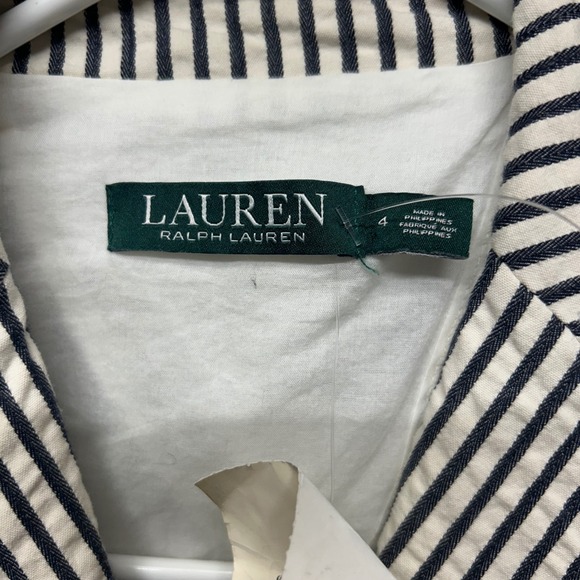 NWT Lauren Ralph Lauren Black Cream Gold Rope Logo Blazer Vintage Size 4 Pockets - Picture 6 of 7